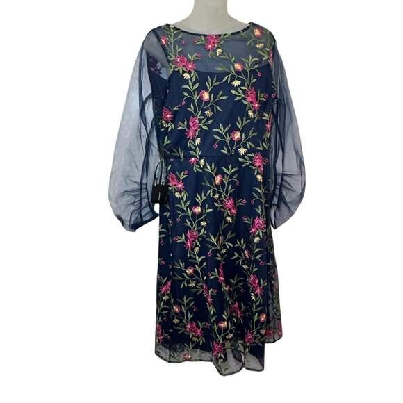 JS Collections Dress Evelyn Illusion Midi floral blue size 10 NEW - Picture 5 of 14